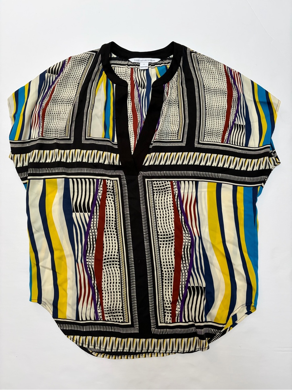 Diane Von Furstenberg Multicolor Silk Geometric Blouse